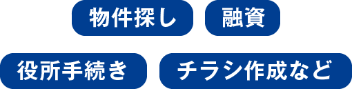 物件探し 融資 役所手続き チラシ作成など